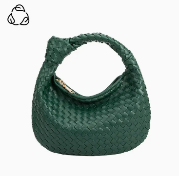 Drew Small Shoulder Strap Woven Satchel Handbag with zipper closure