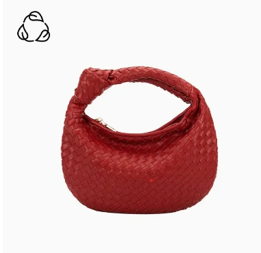 Drew Small Shoulder Strap Woven Satchel Handbag with zipper closure