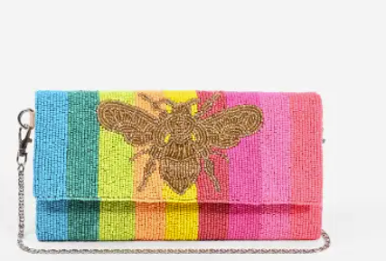 Rainbow Bee Beaded Evening Handbag